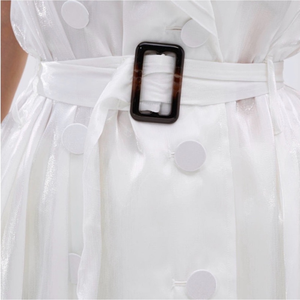 AKIRA White Belted Midi Sheer Coat Dress/Duster - Picture 3 of 6